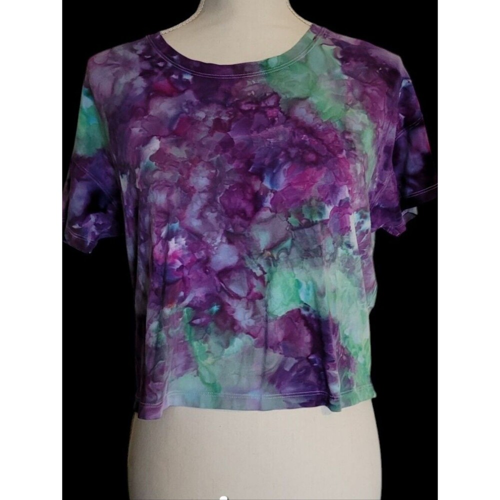 Lululemon Custom Hand Dyed Crop Top Vibrant Large Psychedelic Fairy Athleisure